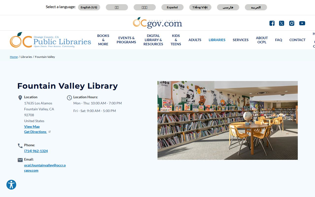 Fountain Valley city directory research at the Fountain Valley library branch